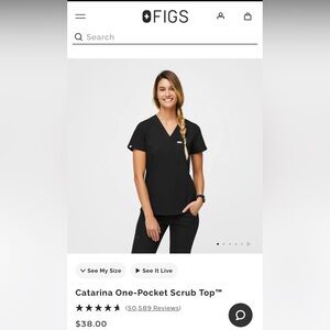 FIGS- Women's Black Catarina™ - One-Pocket Scrub Top - S / Black